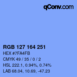 カラーコード: RGB 127 164 251 | qconv.com