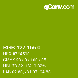 颜色代码: RGB 127 165 0 | qconv.com