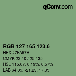 カラーコード: RGB 127 165 123.6 | qconv.com