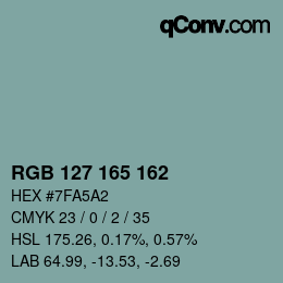 Color code: RGB 127 165 162 | qconv.com