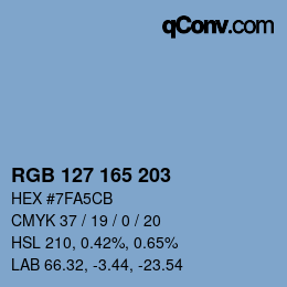 Color code: RGB 127 165 203 | qconv.com