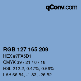 Color code: RGB 127 165 209 | qconv.com