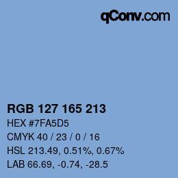 Color code: RGB 127 165 213 | qconv.com