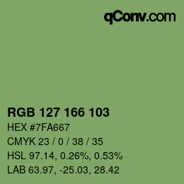 Color code: RGB 127 166 103 | qconv.com