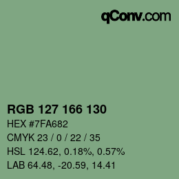 Color code: RGB 127 166 130 | qconv.com