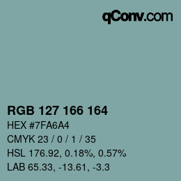 颜色代码: RGB 127 166 164 | qconv.com
