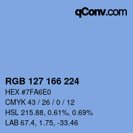 Color code: RGB 127 166 224 | qconv.com