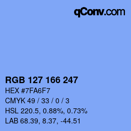 Color code: RGB 127 166 247 | qconv.com