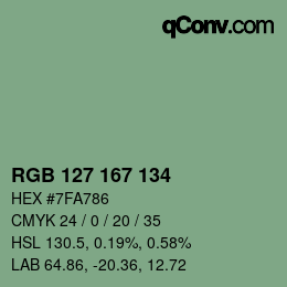 Color code: RGB 127 167 134 | qconv.com