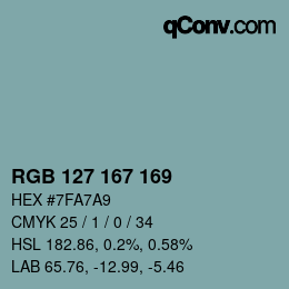 Código de color: RGB 127 167 169 | qconv.com