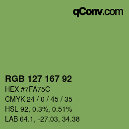 颜色代码: RGB 127 167 92 | qconv.com