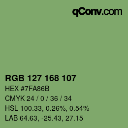 Color code: RGB 127 168 107 | qconv.com