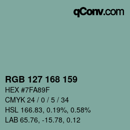 Farbcode: RGB 127 168 159 | qconv.com