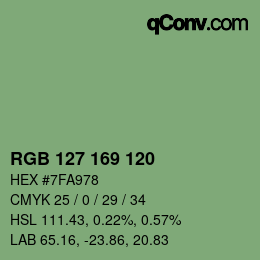 カラーコード: RGB 127 169 120 | qconv.com