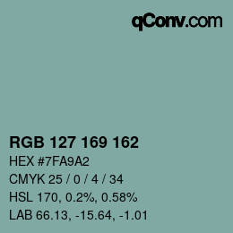 Color code: RGB 127 169 162 | qconv.com