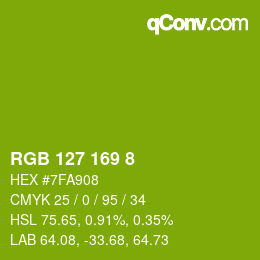 Color code: RGB 127 169 8 | qconv.com