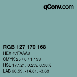 Color code: RGB 127 170 168 | qconv.com