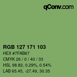 Color code: RGB 127 171 103 | qconv.com