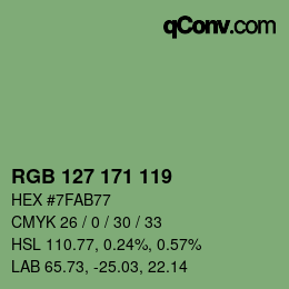 カラーコード: RGB 127 171 119 | qconv.com