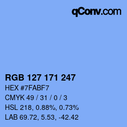 カラーコード: RGB 127 171 247 | qconv.com
