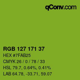 Color code: RGB 127 171 37 | qconv.com
