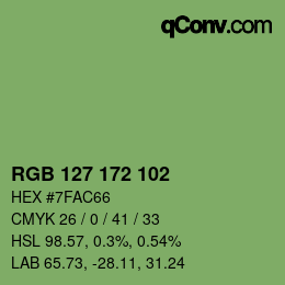 Color code: RGB 127 172 102 | qconv.com