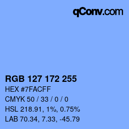 Color code: RGB 127 172 255 | qconv.com