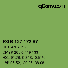 Color code: RGB 127 172 87 | qconv.com