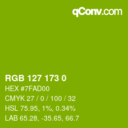 Color code: RGB 127 173 0 | qconv.com