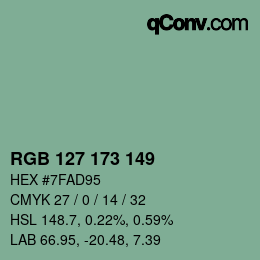 Color code: RGB 127 173 149 | qconv.com