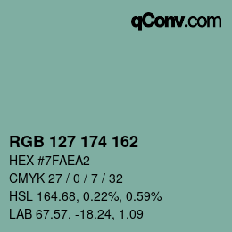 Código de color: RGB 127 174 162 | qconv.com