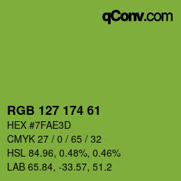 Color code: RGB 127 174 61 | qconv.com