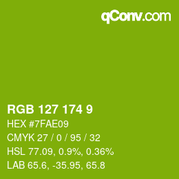 Color code: RGB 127 174 9 | qconv.com