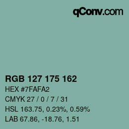 Color code: RGB 127 175 162 | qconv.com