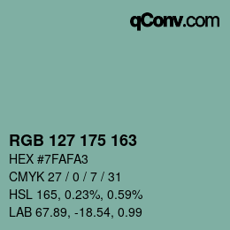 Color code: RGB 127 175 163 | qconv.com