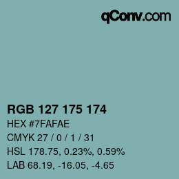 Color code: RGB 127 175 174 | qconv.com