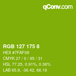 Color code: RGB 127 175 8 | qconv.com