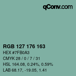 Color code: RGB 127 176 163 | qconv.com