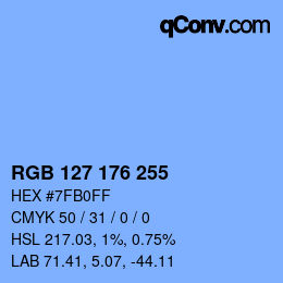 Color code: RGB 127 176 255 | qconv.com