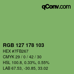 Color code: RGB 127 178 103 | qconv.com