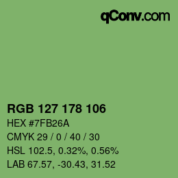 Color code: RGB 127 178 106 | qconv.com