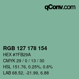 Color code: RGB 127 178 154 | qconv.com