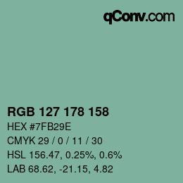 Color code: RGB 127 178 158 | qconv.com