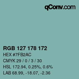 Color code: RGB 127 178 172 | qconv.com