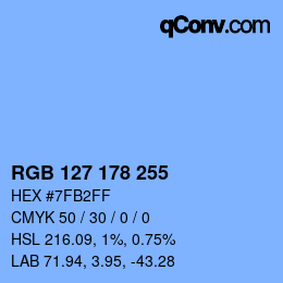 Color code: RGB 127 178 255 | qconv.com