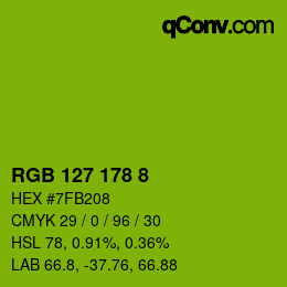 颜色代码: RGB 127 178 8 | qconv.com