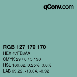 Código de color: RGB 127 179 170 | qconv.com