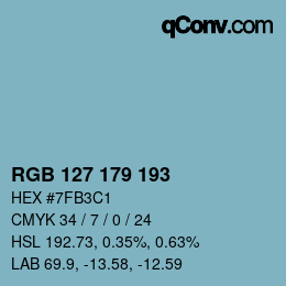 Color code: RGB 127 179 193 | qconv.com