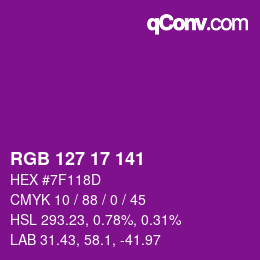 Color code: RGB 127 17 141 | qconv.com