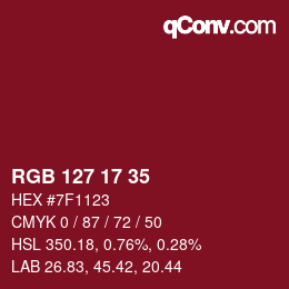 Farbcode: RGB 127 17 35 | qconv.com